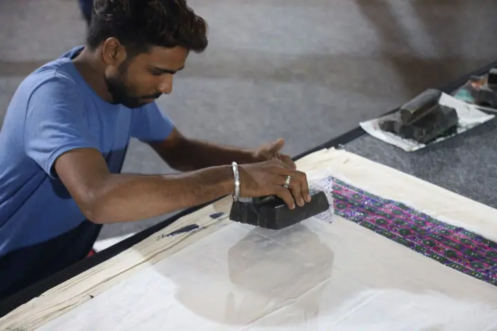 Artisan block printing fabric at FORHEX Fair 2019