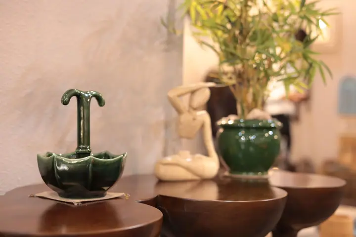 Green ceramic decor pieces at FORHEX Fair 2024