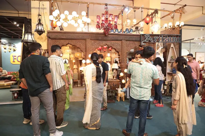 Visitors at a lighting stall at FORHEX Fair 2024