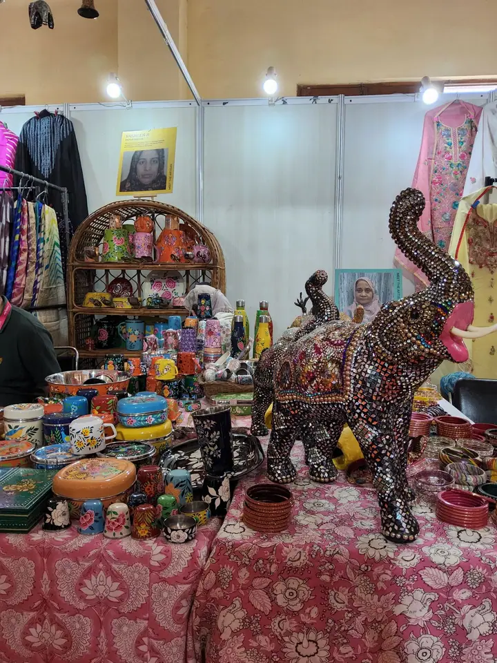 Decor stall with elephant figure at FORHEX Fair 2025